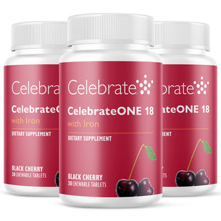 CelebrateONE 18 Günde Bir Kez Bariatrik Multivitamin ile Demir, Çiğnenebilir