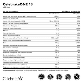 CelebrateONE 18 Once Daily Bariatric Multivitamin Vas kapszulákkal 