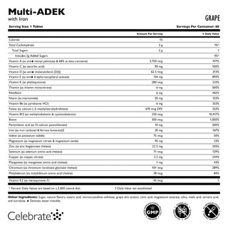 Multi-ADEK vitamin 60 mg vassal, rágható, Grape