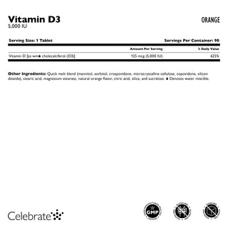 Vitamin D3 125mcg (5.000 IE), Schmelztabletten, Orange